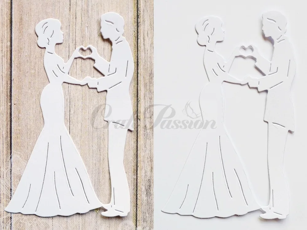 Piggy Craft metalowe matryce do wycinania matryce 2019 New Bride and Groom Scrapbook papier rzemiosło nóż forma ostrze dziurkacz szablony matryce