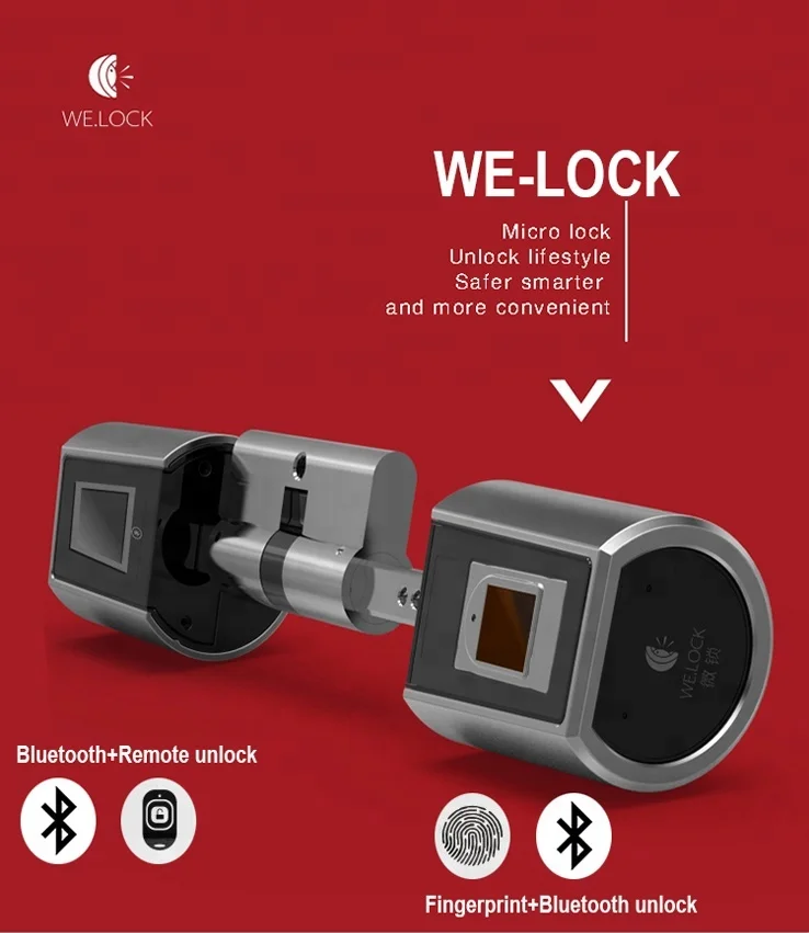 

2024 New Interlligent APP Remote Fingerprint Electronic Door Lock Cylinder Door Open L6SR-Plus Fingerprint 40-120mm