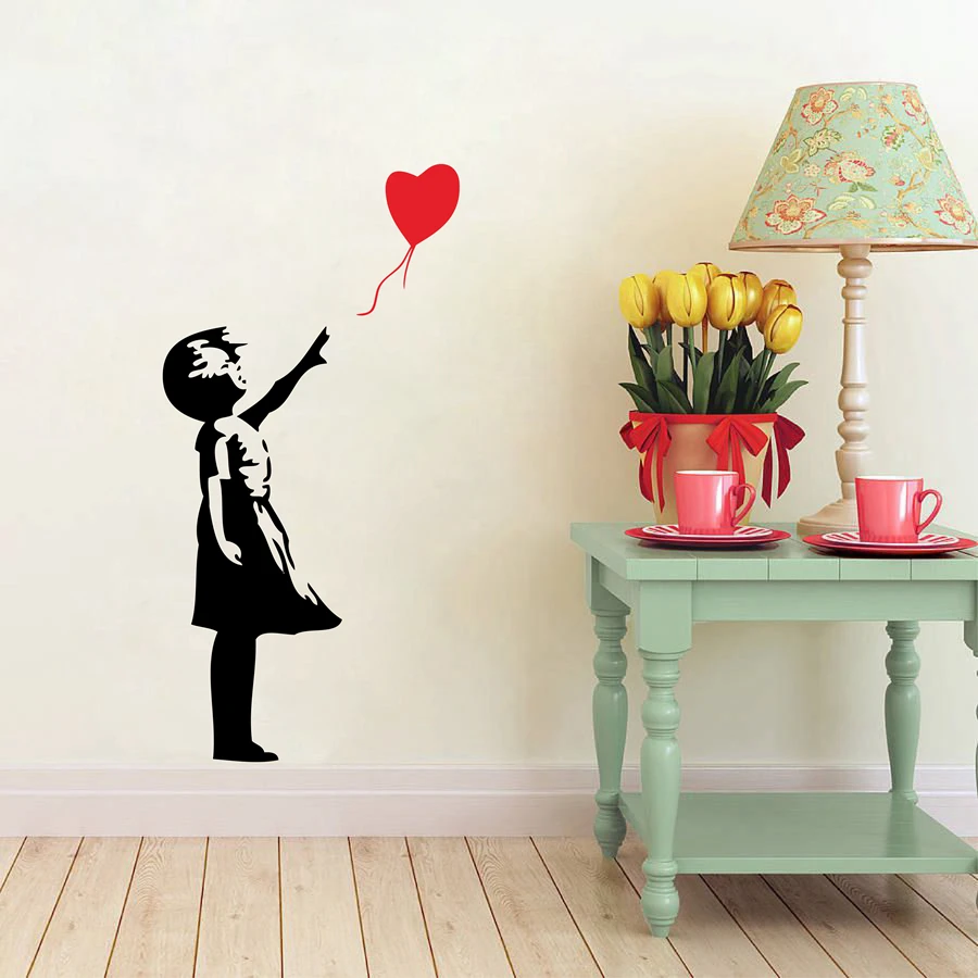 Banksy Wall Decals, Balloon Girl Inspired - Banksy 비닐 벽 아트 스티커, 무료 배송 