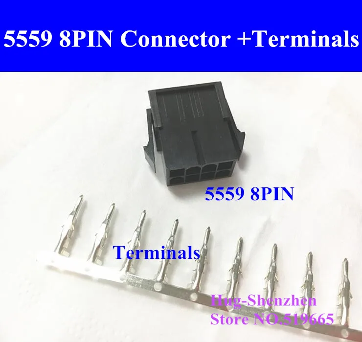 

Wholesale 30X CPU 5557 8pin 8(2*4)PIN female Connector Housing Plastic Shell for PC computer graphics card +5559 terminal pins