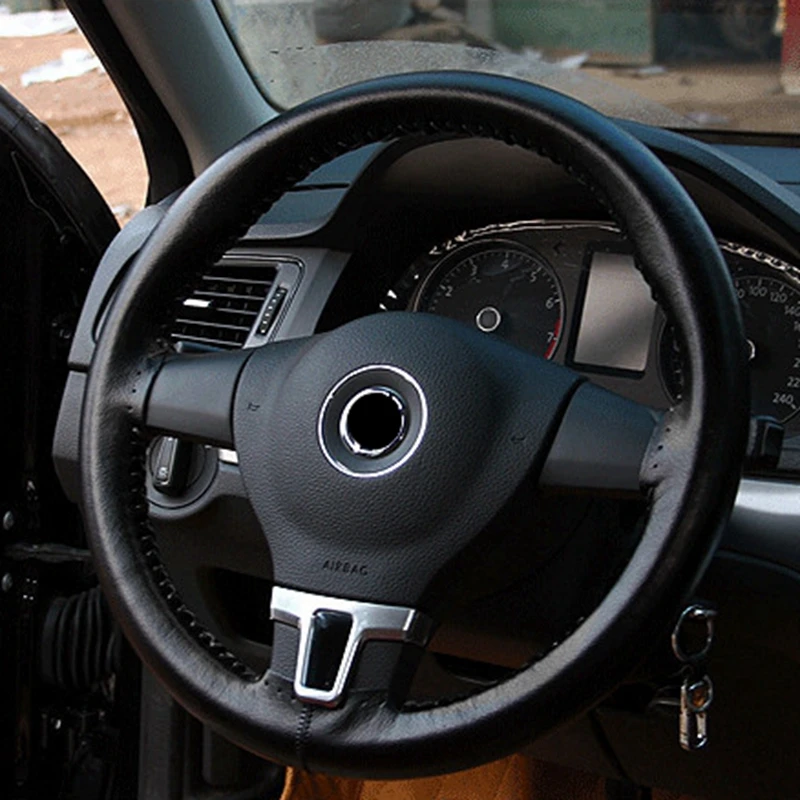 Steering Wheel Cover Hand Sewing Cover39/40 CM Diameter For Mercedes E GLK Volkswagen Santana Mitsubishi Pajero BMW 7 Chevrolet
