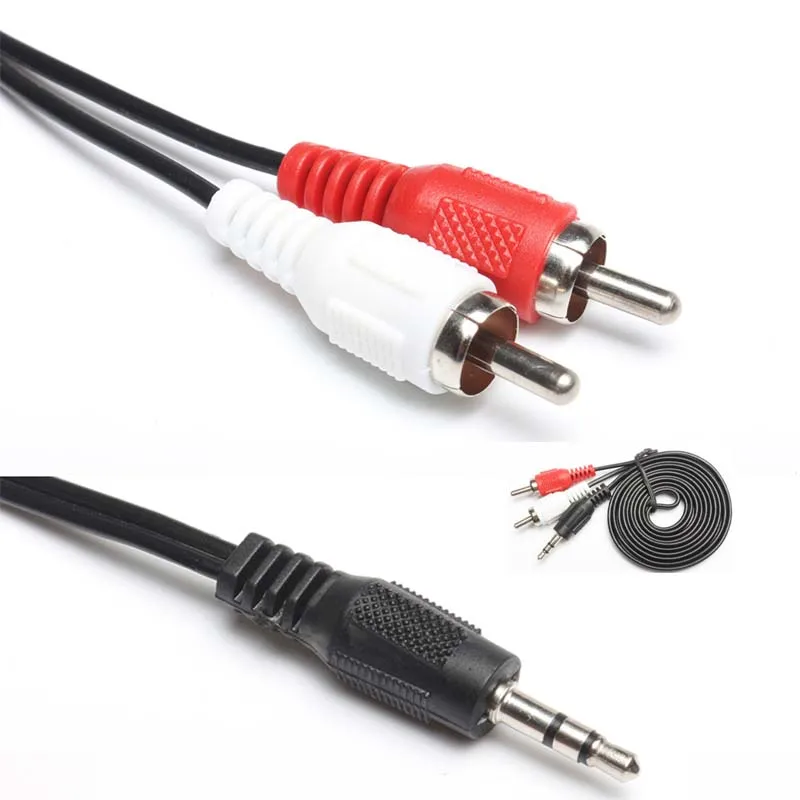 3.5mm Headphone Jack PLUG to 2 RCA Phono Male Stereo Audio Cable Adapter new