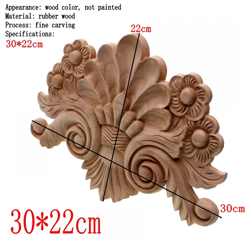 RUNBAZEF New Arrival Vintage 1pc Wood Carved Corner Onlay Applique Unpainted Furniture Decorative Figurines Wooden Miniature