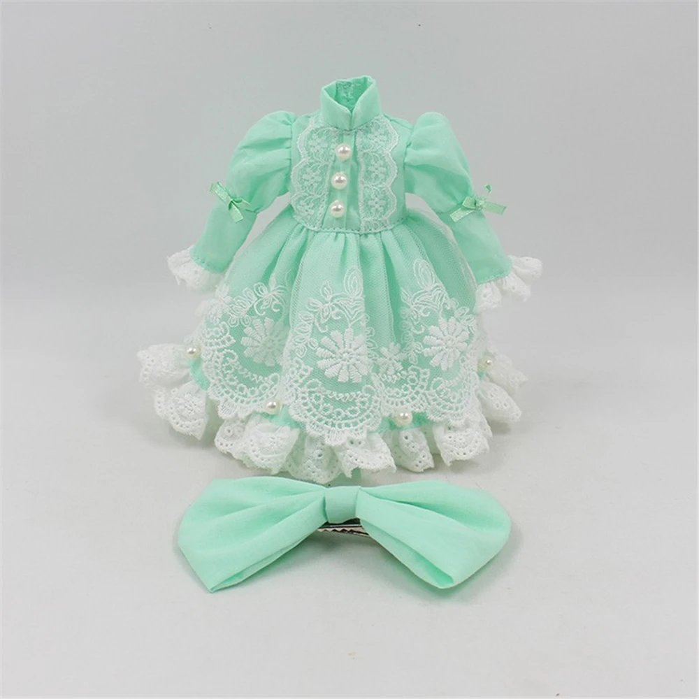 Clothes For 1/6 Blyth Dress With Collar Lace and Hairdress 2 Colors
