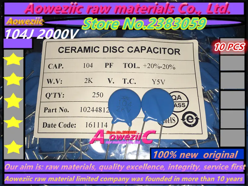 100% New original 104J 2000V high voltage ceramic capacitors ceramic capacitors 100NF 0.1UF 2KV feet away from the 10MM