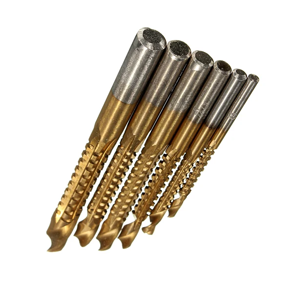 6Pcs/set Titanium Coated High Speed Steel Drill Bit Electric Drill Hemp Flowers High Hardness Resistance