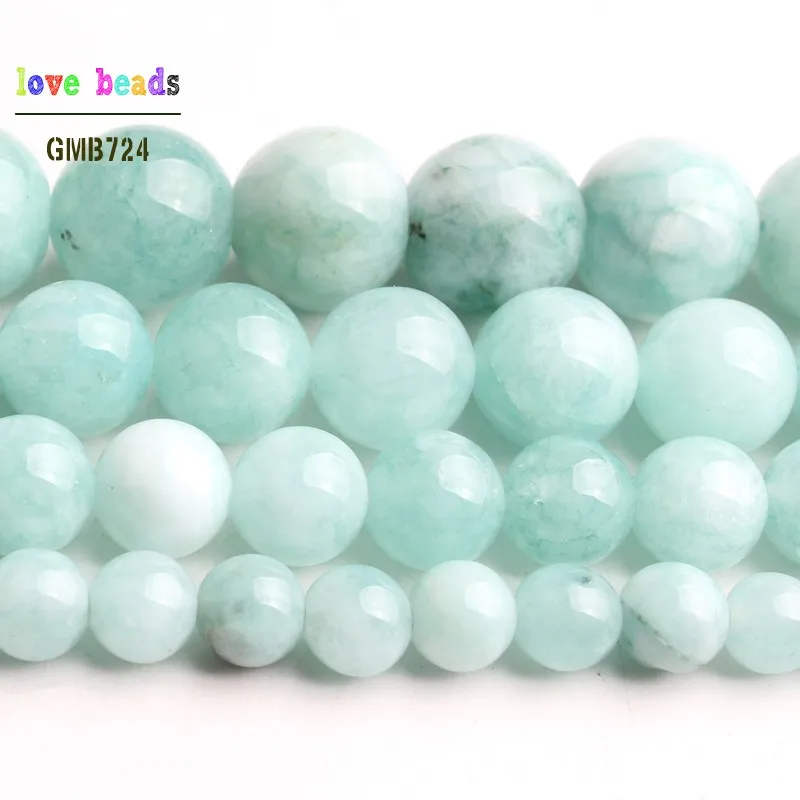 Blue Angelite Stone Beads Amazonite Round Beads for Jewelry Making DIY Bracelet Necklace 15\'\' strand 6/8/10/12mm