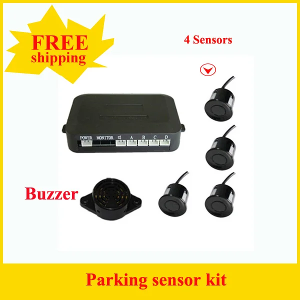 

Promotion 4 Sensors 22mm Buzzer Parking Sensor Kit Car Reverse Backup Radar Monitor System 12V 7 Colors Free Shipping