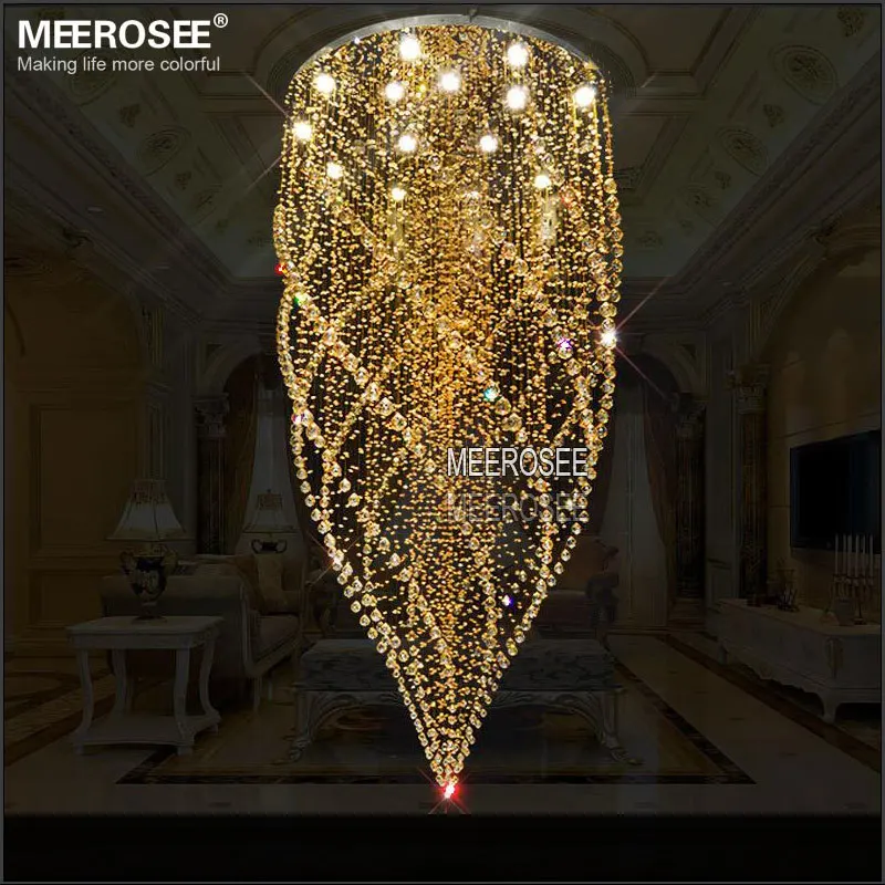 Round Crystal Chandelier Light Fixture Amber Crystal Lamp lustre de cristal with GU10 Lights Stair Lustres Lighting