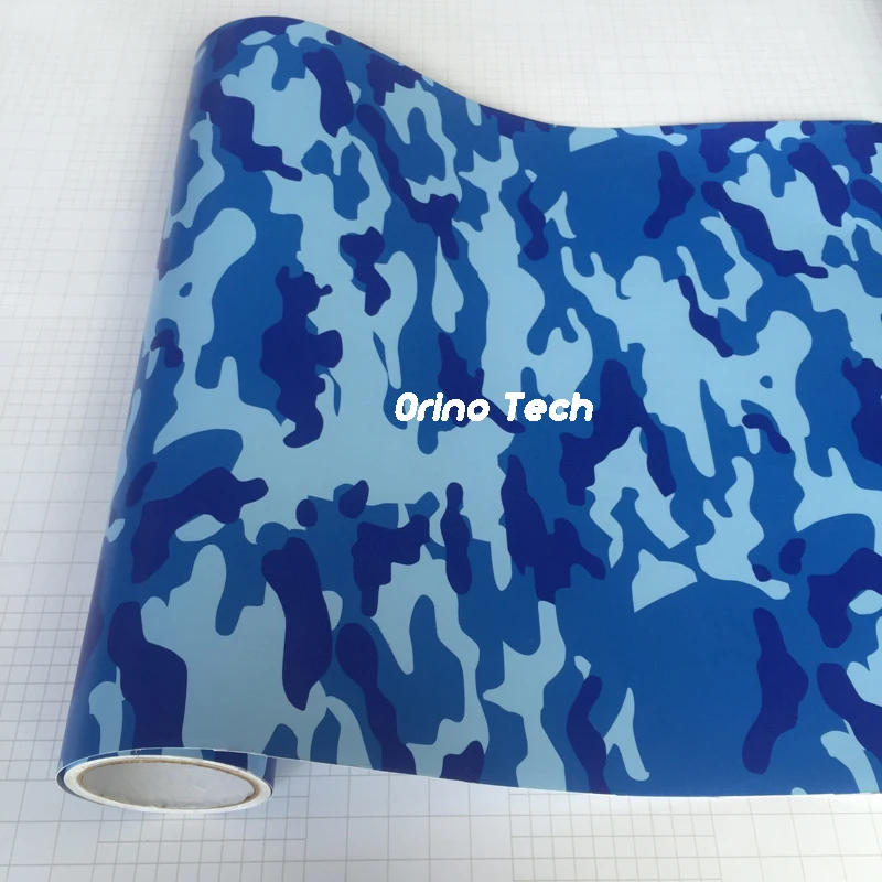 1 Roll Blue Jumbo Camo Car Scooter Vinyl Wrap PVC Camouflage Printed Graphics Car Motorcycle Wrapping Foil Sticker Size: 0.5X5 M