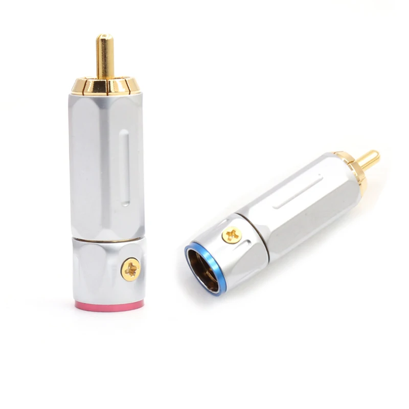 4/8pcs R1756 Gold plated RCA Plug 8mm Self Locking RCA Jack Male Connector with The metal spring