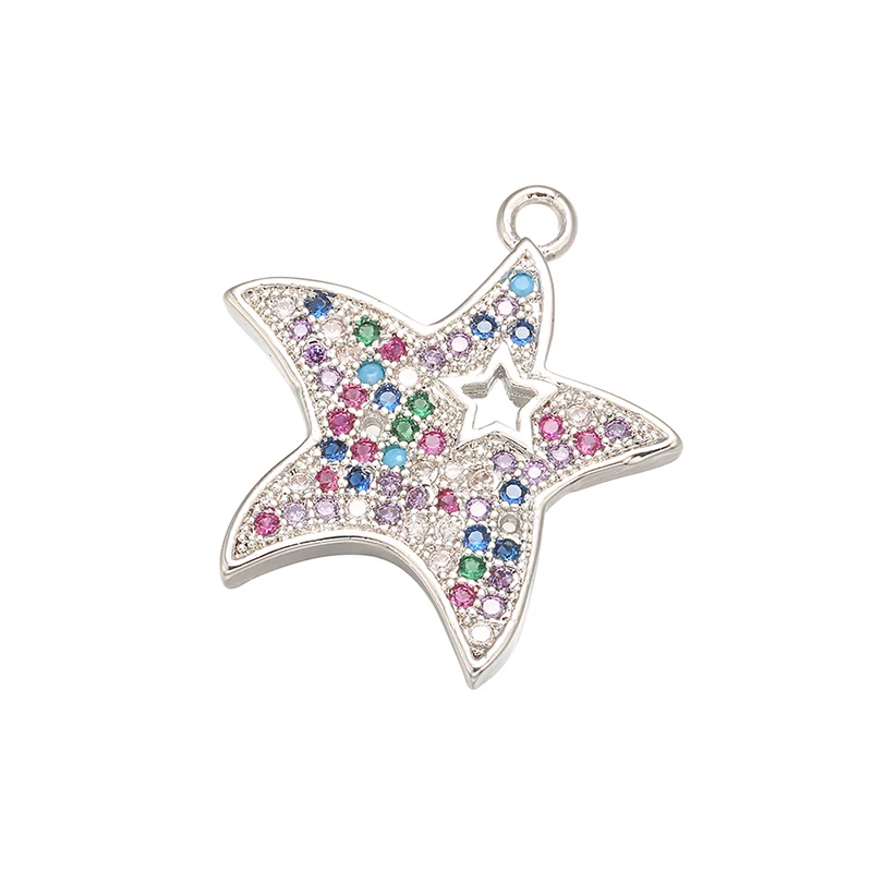ZHUKOU 19x21mm Brass Crystal Star Pendant for Women Necklace earrings bracelet Jewelry Accessories Making Findings Model: VD459