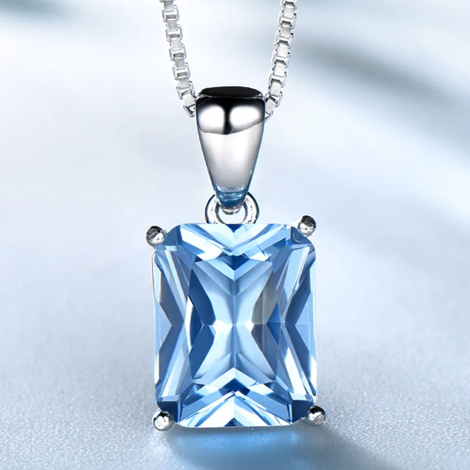 UMCHO Sky Blue Topaz Gemstone Wedding Jewelry Sets for Women 925 Sterling Silver Engagement Rings Necklace Pendant Clip Earrings