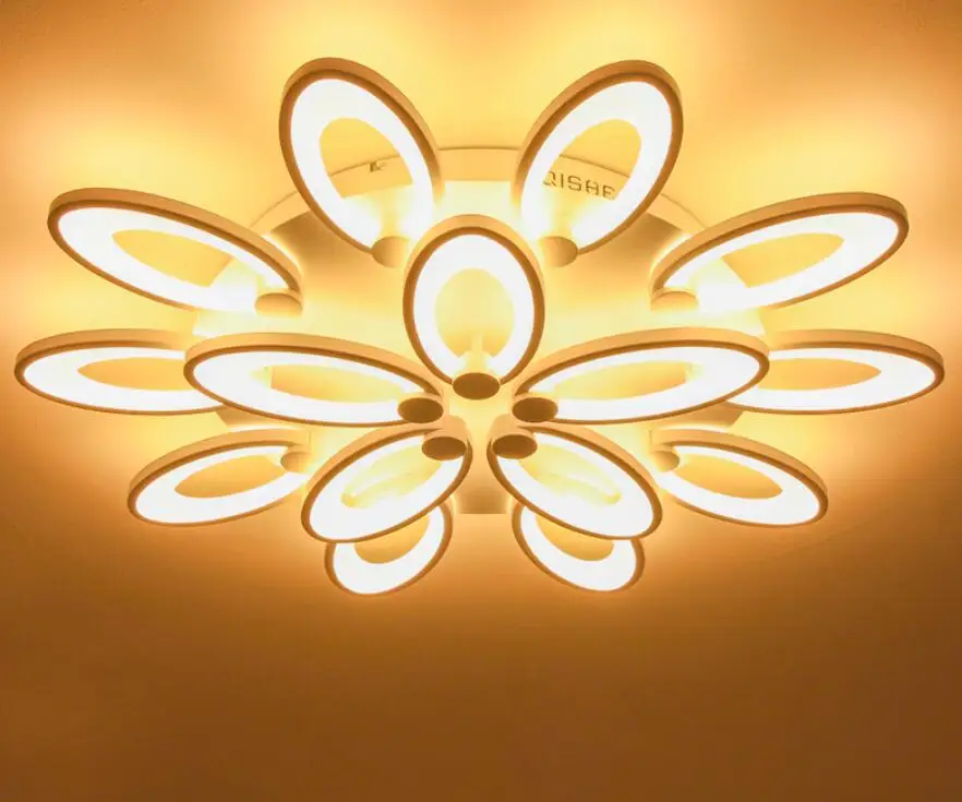 New Modern LED Flower Oval Petal Acrylic Ceiling Lamp Pendant Lighting Bedroom LivingroomFlush Mount