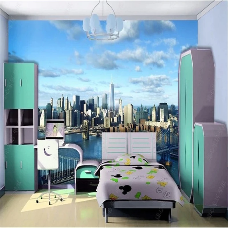 beibehang 3d photo wall papers home decor modern architecture New York City World Vision Development mural wallpaper for wall 3d