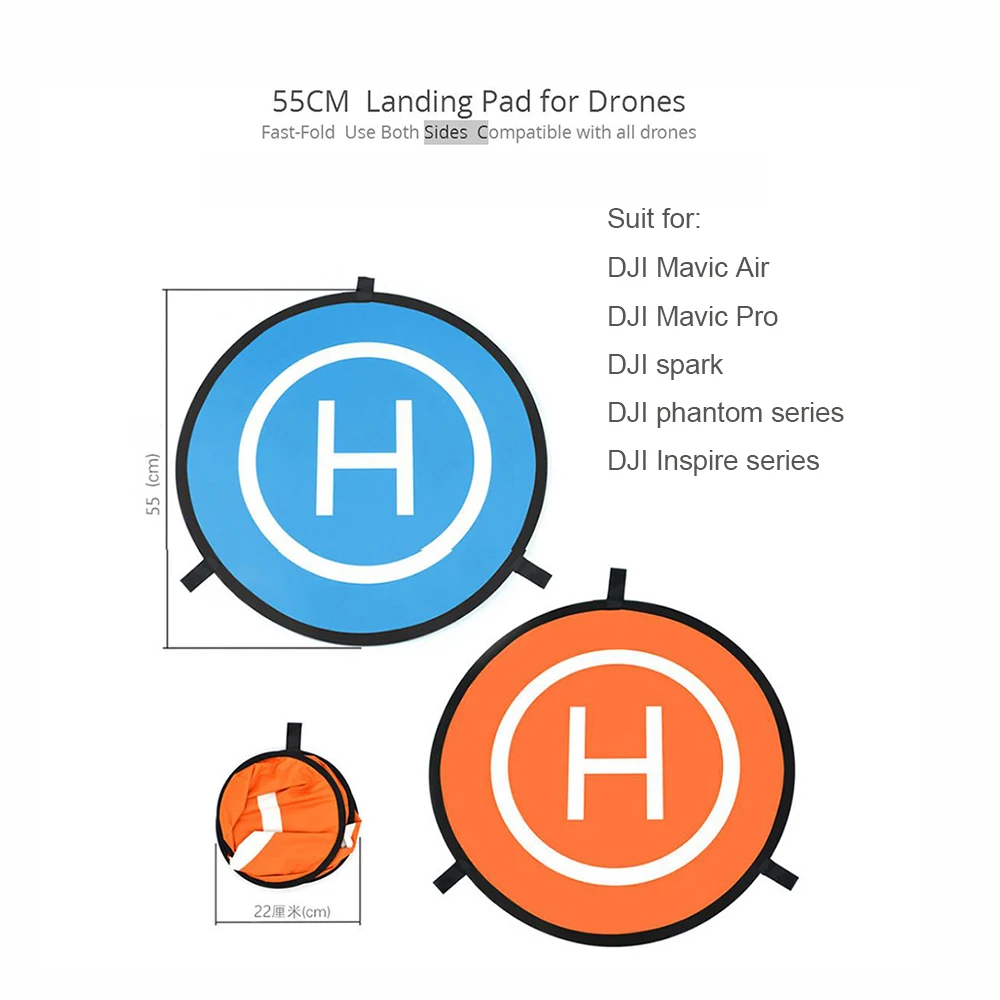 Dji mavic mini almofada de pouso, à prova d'água 22 ''55cm, almofada de pouso universal, dobra rápida, quadricóptero dupla face para dji mavic pro spark