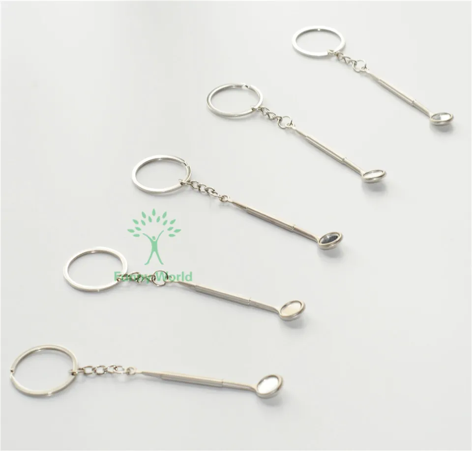 High Quality 5Pcs Dental Mini Mirror Key Chains Dentist Gift