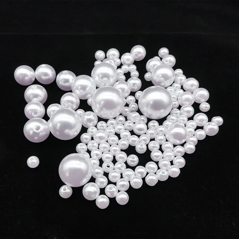 3-25mm Dia Straight Hole White Color Imitation Pearls Beads Round Loose Beads DIY Bracelet Necklace Jewelry Making  Accessories