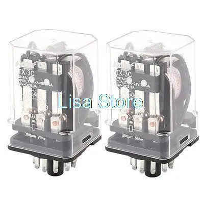 

AC 220V Coil Electromagnetic Power Relay 11 Round Pins 3PDT JTX-3C 2 Pcs