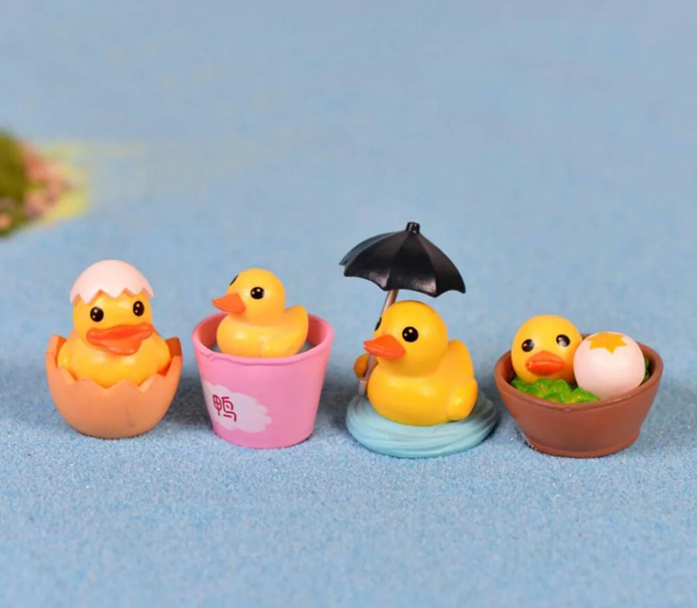 50pcs Washing Yellow Ducks Dollhouse Landscape Miniatures Accessories Resin Ornaments Home Garden Decor DIY Material