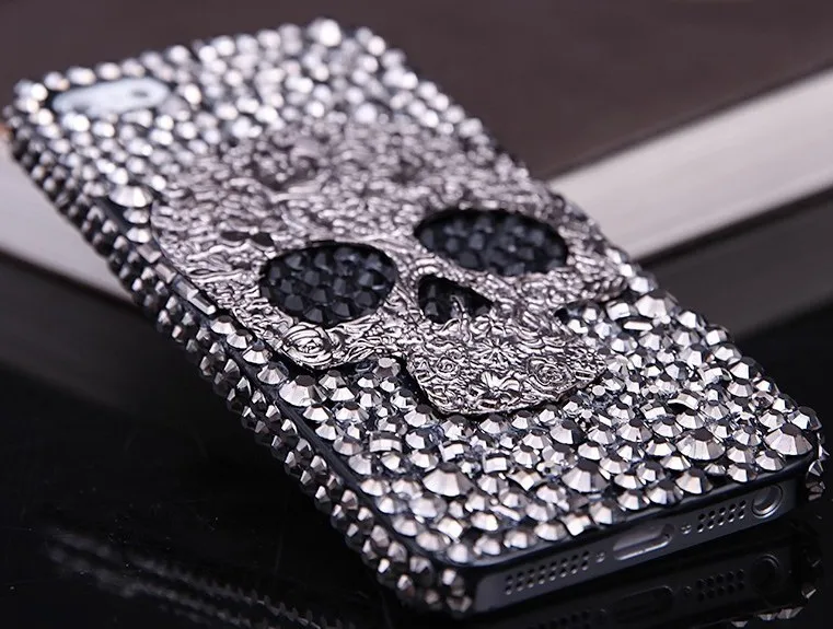 Diamond Metal saphire eye Skull phone case For iPhone  15 pro14 12 11 13 Pro Max 8