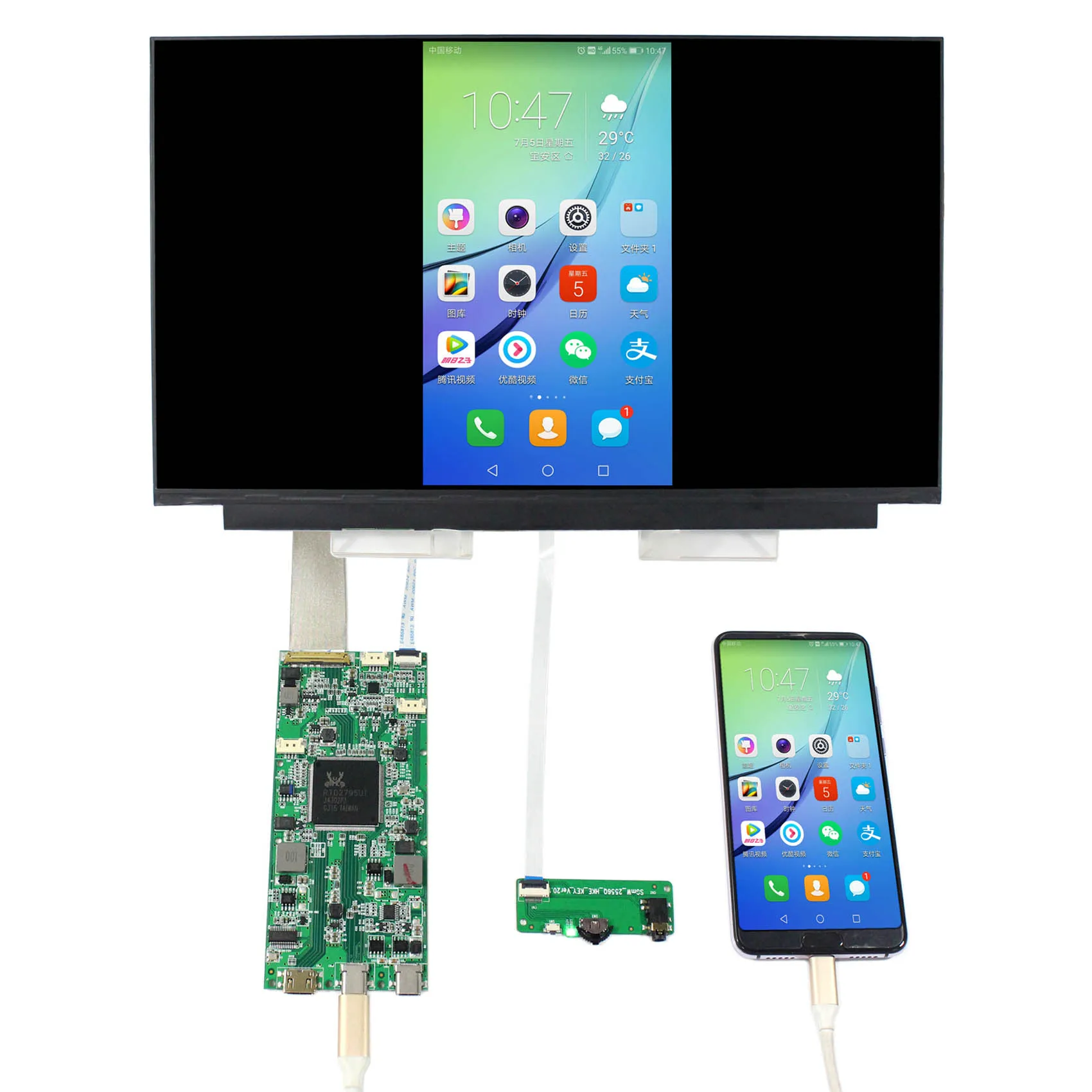 Layar LCD IPS 15.6 Inci 3840X2160 IPS NE156QUM-N63 (Mendukung 4K 60Hz) dengan Pengontrol LCD Mini HD MI Tipe C