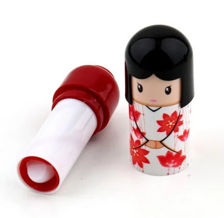 New Kawaii Kimono doll Girl Makeup Lip Balm Moisturizing macaron lip balm Natural Plant Sphere lip gloss Lipstick lip smacker