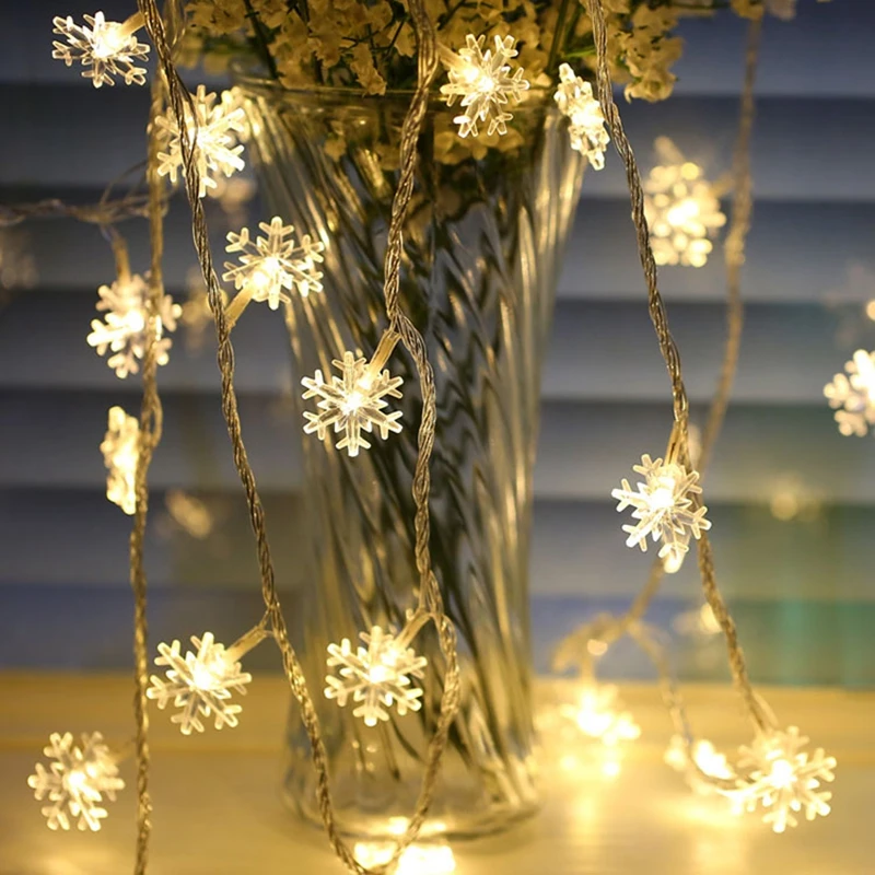 2M 5M 10M Christmas Snowflakes Led String Fairy Light Party Wedding Garden Garland Decoration Battery USB 220V Powered