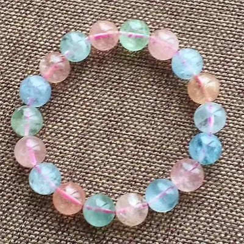 

12mm Natural Morganite Beryl Stone Bracelet For Women Men Healing Beauty Gift Clear Crystal Round Beads Gemstone Strands AAAAA