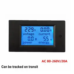 4 In 1 LCD AC 80-260V/20A 100A Voltmeter Ammeter Volt Power Energy Meter Watt Gauge with Blue Backlight Data Storage Function