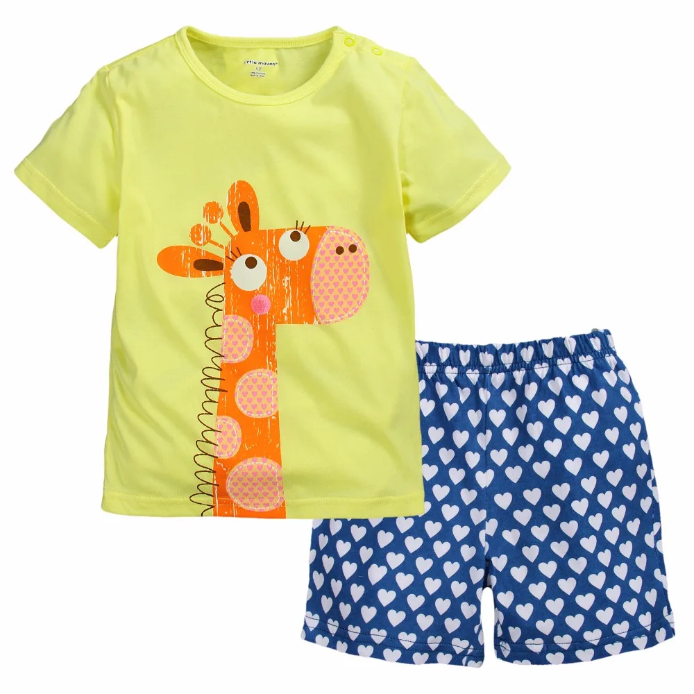 Giraffe Baby Girls Clothes Sets Summer T-Shirts Jumpers Pants Suit Fashion Children Pajamas Baby Girl Dresses Hot Sale