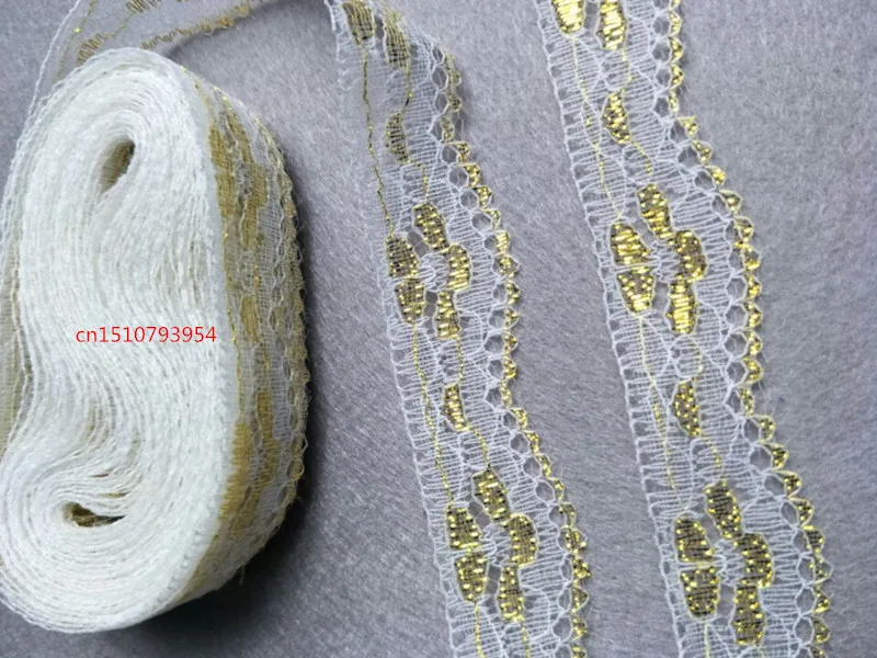 Nuovo! 10 yards bianco più argento oro beautiful lace ribbon, abbigliamento, matrimonio, tende DLY monili decorativi