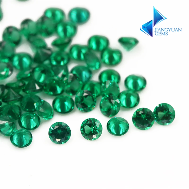 1~3mm Round Cut Green Color Nano Synthetic Gems Stone For Jewelry