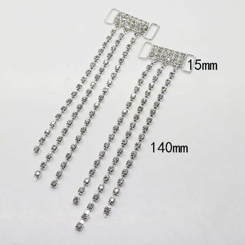 مشبك بيكيني من حجر الراين للنساء، بيكيني ماسي، ملابس سباحة، موصل حجر الراين، جودة عالية، فضي، جديد، 140 مم، مجموعة 10 قطع