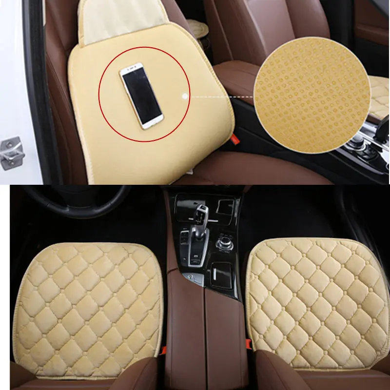 Winter Car Seat Cushion Cover Universal Front Back Seat Covers Car Chair Pad Car Supplies Square Style Luxurious Warm