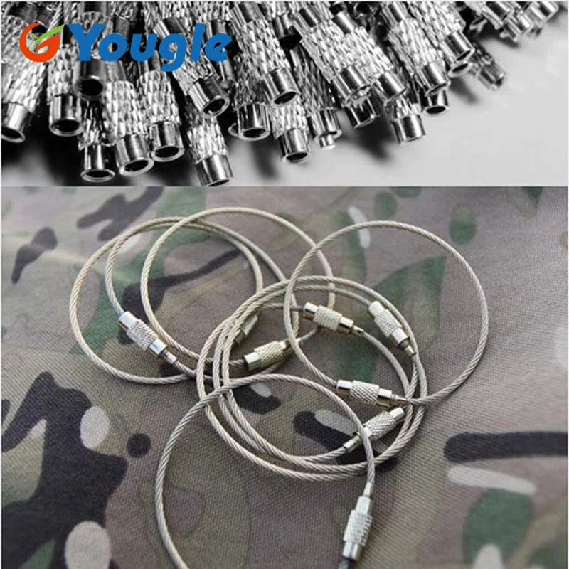 YOUGLE 5 Pcs/lot 150mm EDC Wire Rope Key Ring Stainless Steel Wire Chain Pendant Loop