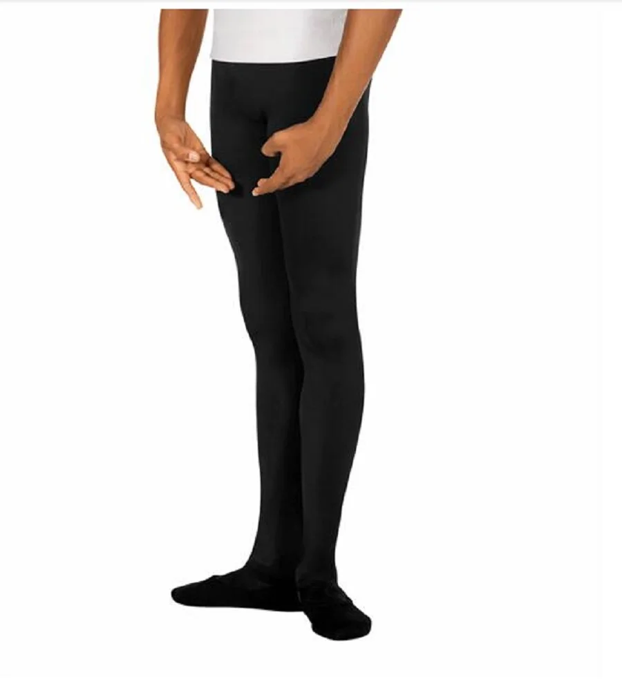 Hot Sale Wholesale Discount Men Boy Black White Soft Microfiber Footed Dance Ballet Tights