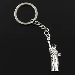 New Fashion Men 30mm Keychain DIY Metal Holder Chain Vintage Statue Of Liberty New York 49x14mm Silver Color Pendant Gift