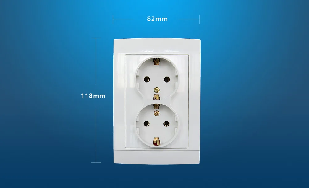 118mm Europäische Doppelsteckdose nach Deutscher Norm CE-Zertifiziert ABS-Material Steckdose EU-8012 – Detail 3