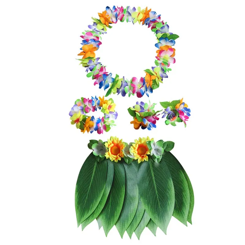 5pcs/set children Turtle Leaves Hawaiian Dance Costumes girls Hula Skirt Hawaiian Party  Grass Clothing Dress jungle costume image 4