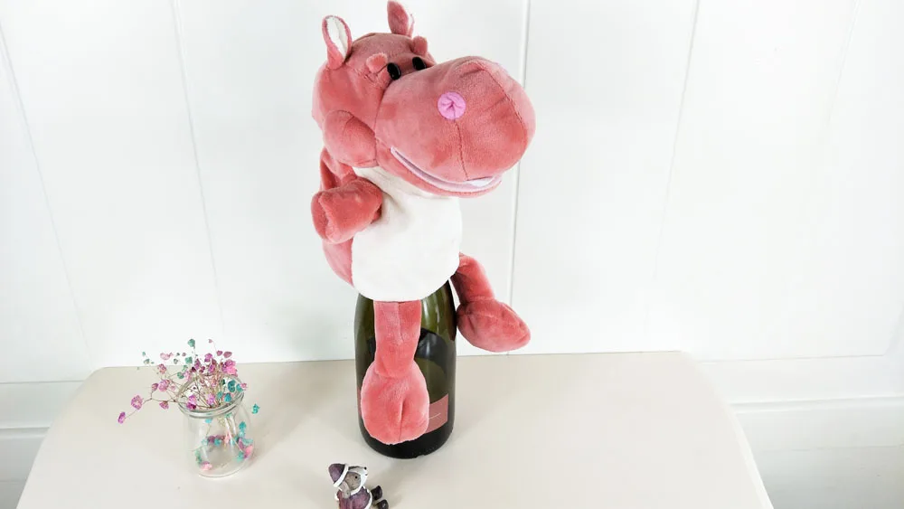 Jouet en peluche hippopotame rose pour enfants, marionnette à main en peluche