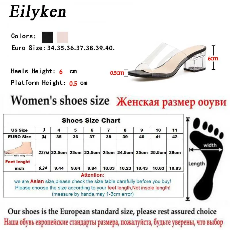 Eilyken PVC Jelly Crystal pantofole Open Toed tacchi alti donna pantofole tacco trasparente sandali tacco quadrato Zapatos