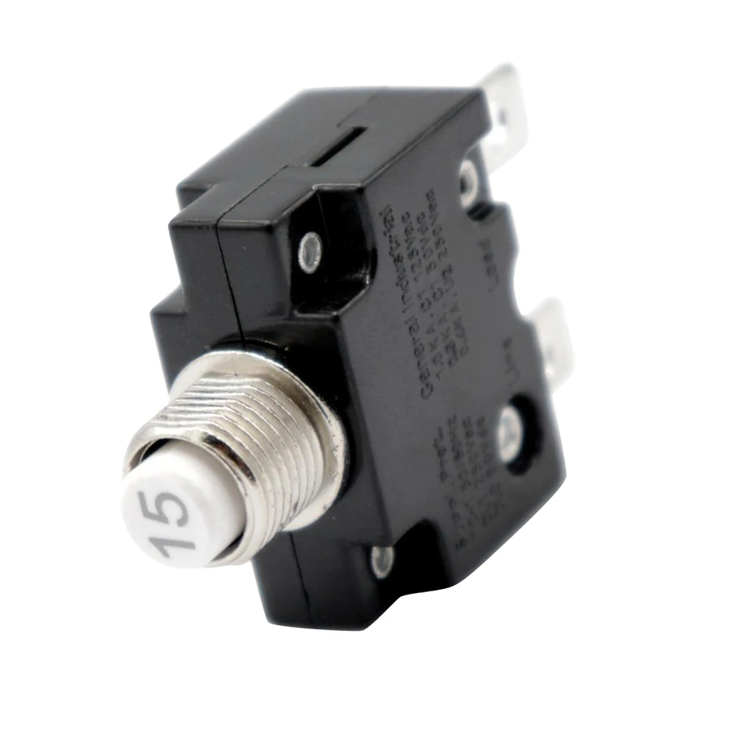 12V-24V Push Button Resettable Circuit Breaker with 2 Quick Terminals 15AMP Overload Protection Fuses Accessories