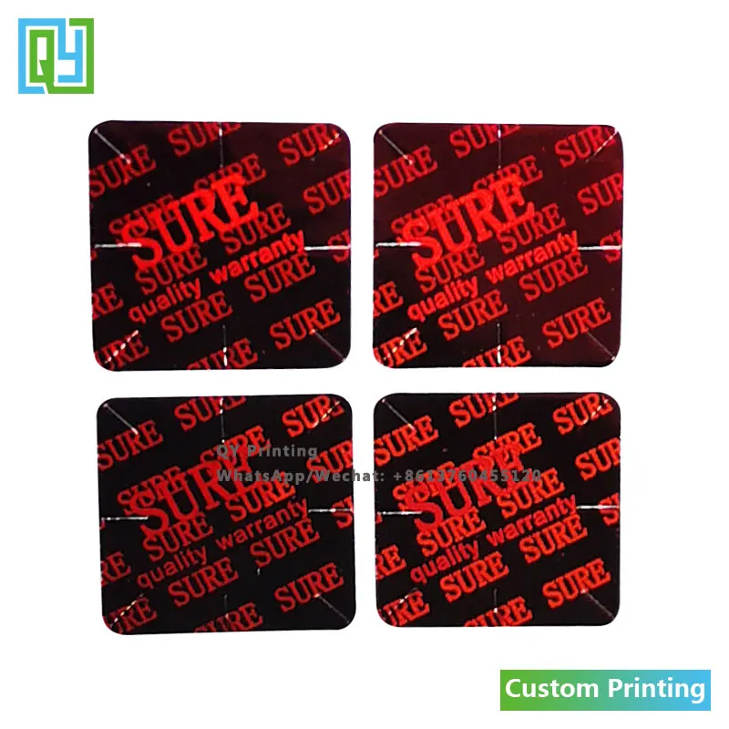 10000 Buah 16X16Mm Gratis Pengiriman Dibuat Sesuai Pesanan Garansi Kualitas 3D Stiker Hologram Merah Label Laser Bukti Perusakan Keamanan Terbuka Batal