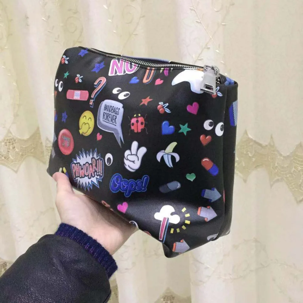 1PC Black Printed Waterproof Storage Cosmetic Makeup Bag