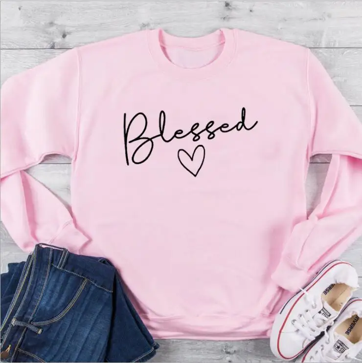 Skuggnas New Arrival Christian Blessed Sweatshirt Make a Statement Jumper Great Sweatshirt for Christians Unisex Fashion Jumper