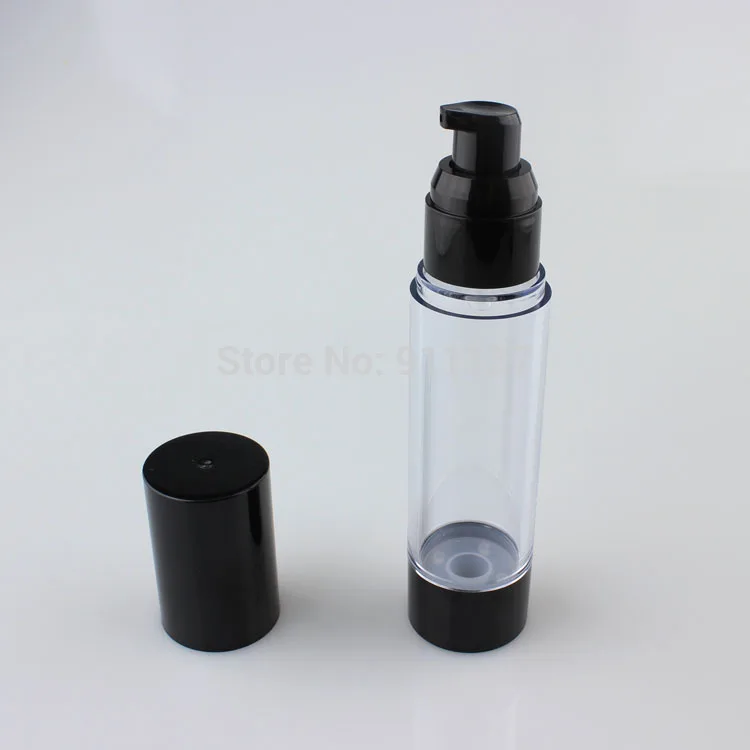 

50ML Black Vacuum Airless Pump Bottle with Duck Mouth and Plastic Cosmetic Essence Oil Lotion Gel Refill packing Bottle