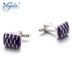 VAGULA Classic Copper Men's Cuff links French Shirt Button Gemelos Purple Enamel Cufflinks 353
