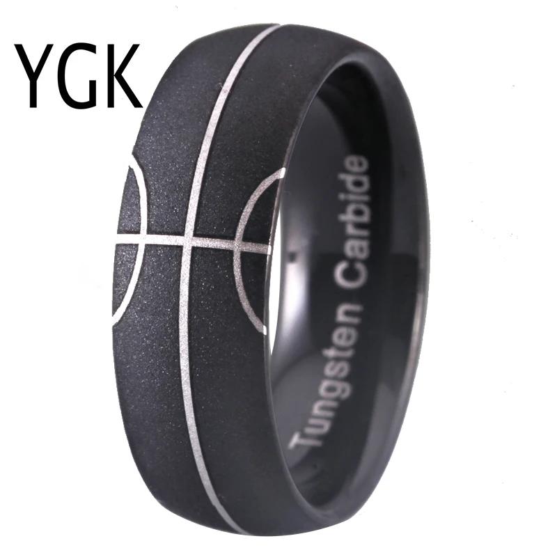 New Arrival Sand Blasted 100% Black Tungsten Basketball Ring Men's Wedding Band Ring Engagement Anniversary Gift Party Jewelry