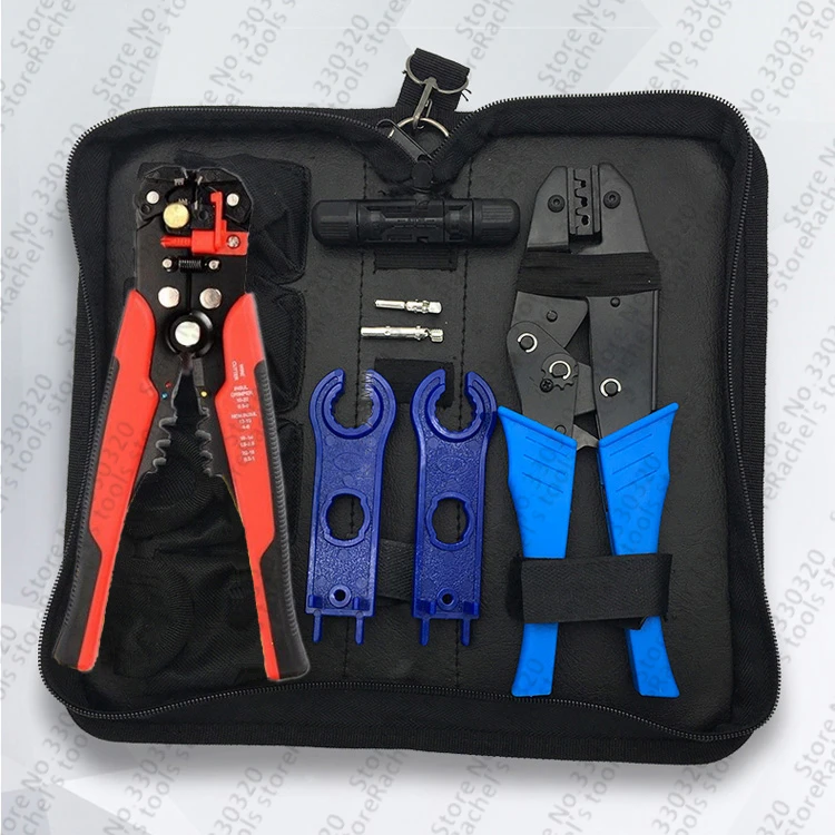 PV Solar Crimping tool set kits with solar connectors multi-functional wire stripper spanner 2.5,4,6mm2